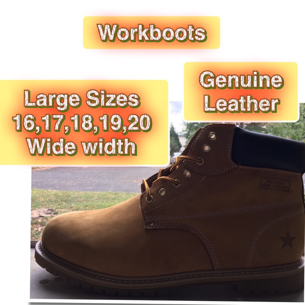 Genuine Leather Large Sizes Work Boots